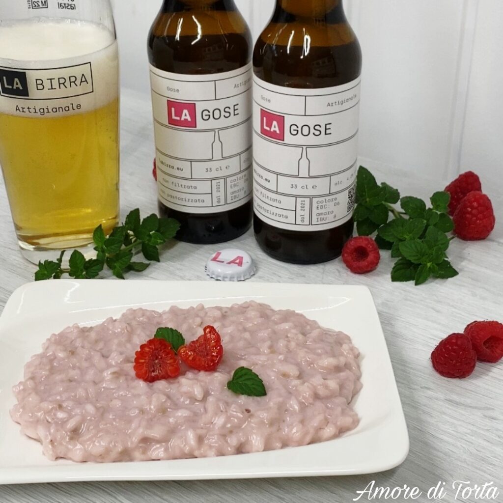 risotto alla birra e lamponi